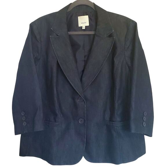 Sejour Chambre Blue Blazer Size 16W Jacket Slip in Pockets Casual Office Minimal - Picture 2 of 5